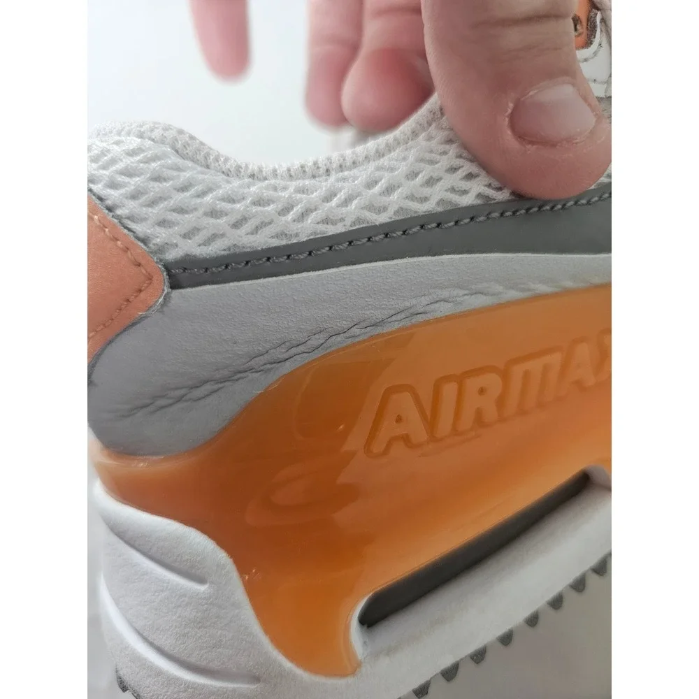 Athleisure Nike Air Max SYSTM Sneaker Womens 9 White Orange DM9538-102 Mesh